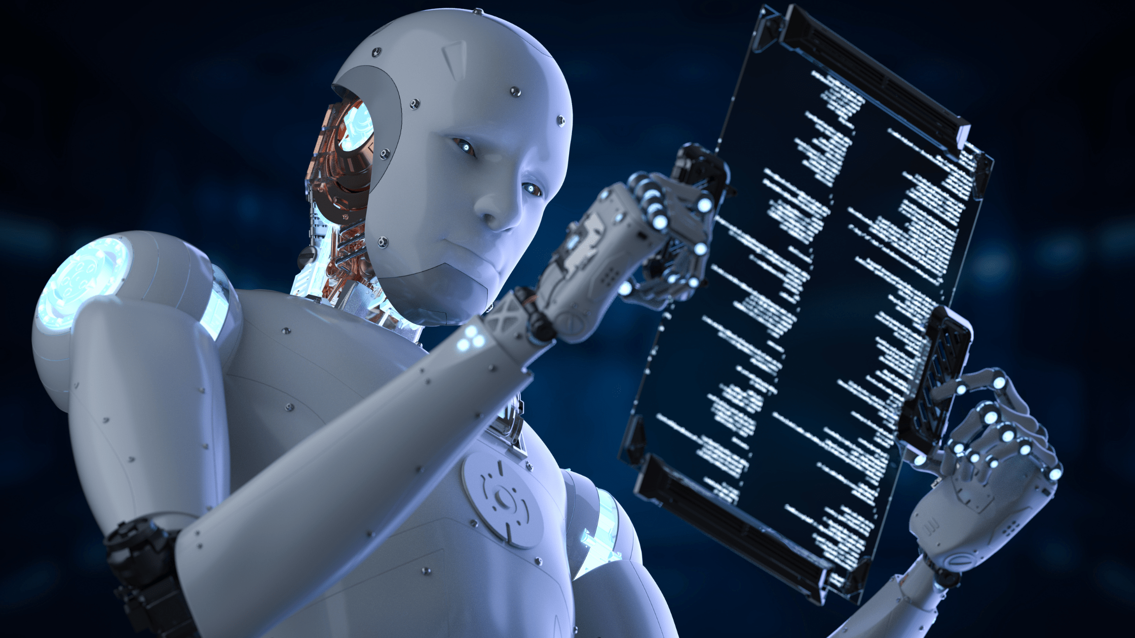 AI robot analyzing data in AI recruitment